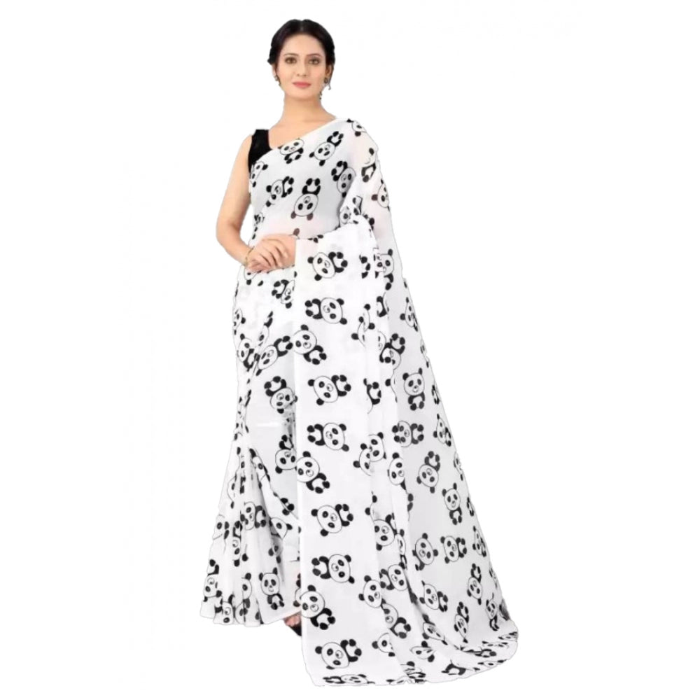 Superior Georgette Printed Saree With Blouse piece