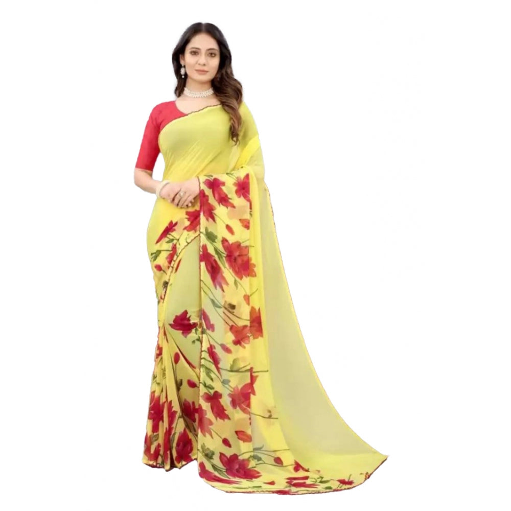 Superior Georgette Printed Saree With Blouse piece