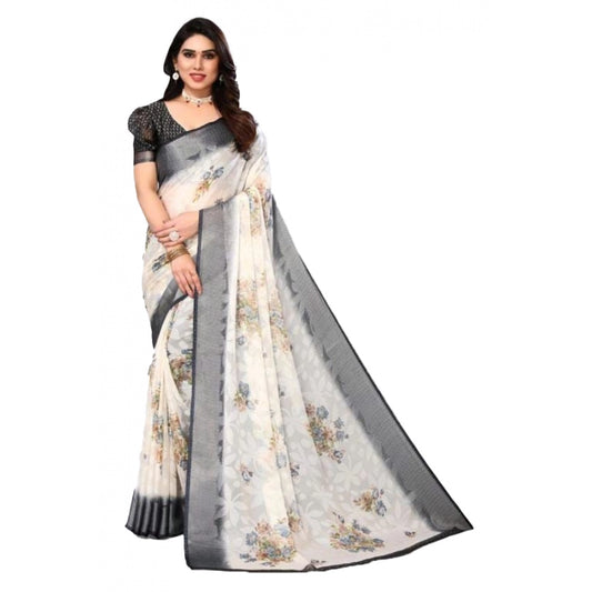 Awesome Viscose Rayon Printed Saree With Blouse piece