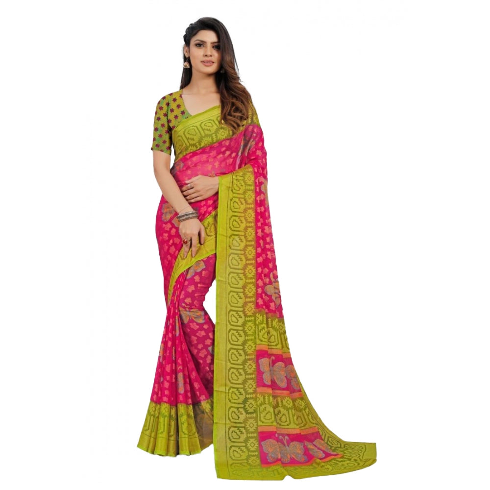 Awesome Viscose Rayon Printed Saree With Blouse piece