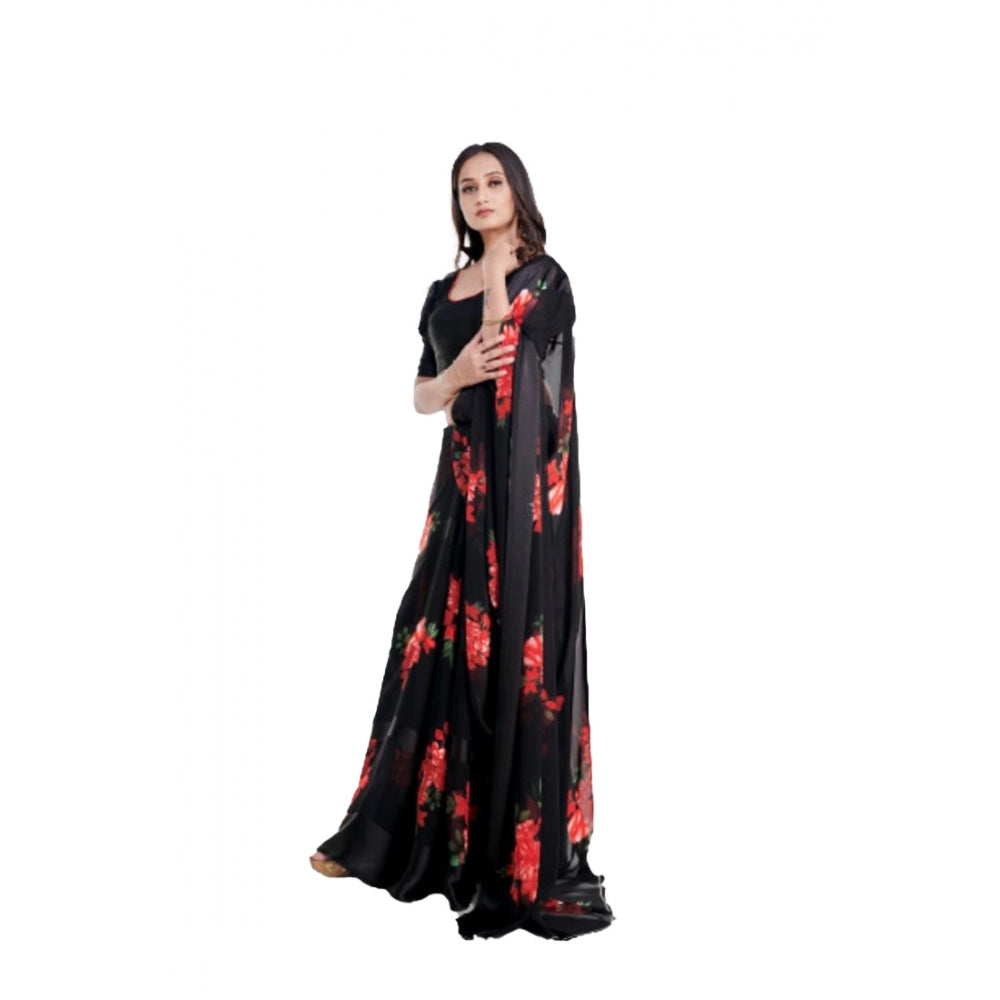 Modern Sattin Patta Printed Saree With Blouse piece