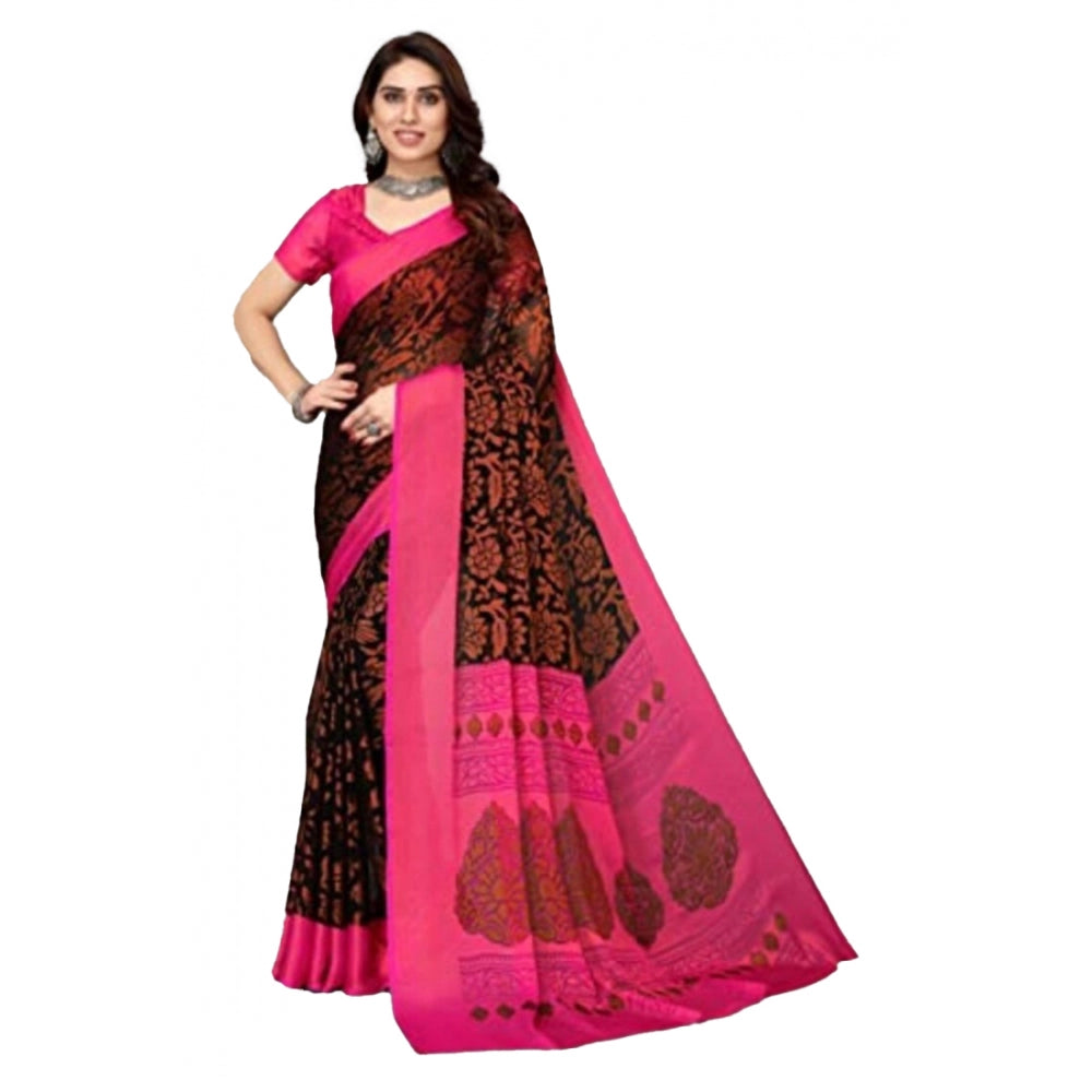 Awesome Viscose Rayon Printed Saree With Blouse piece