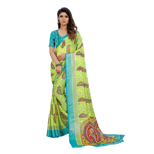 Awesome Viscose Rayon Printed Saree With Blouse piece