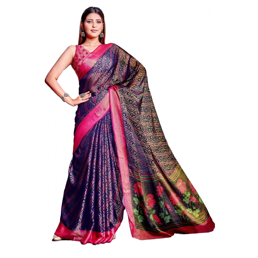 Awesome Viscose Rayon Printed Saree With Blouse piece