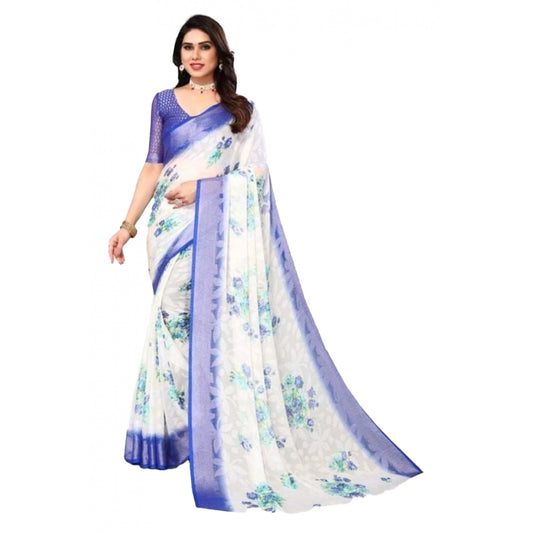 Awesome Viscose Rayon Printed Saree With Blouse piece