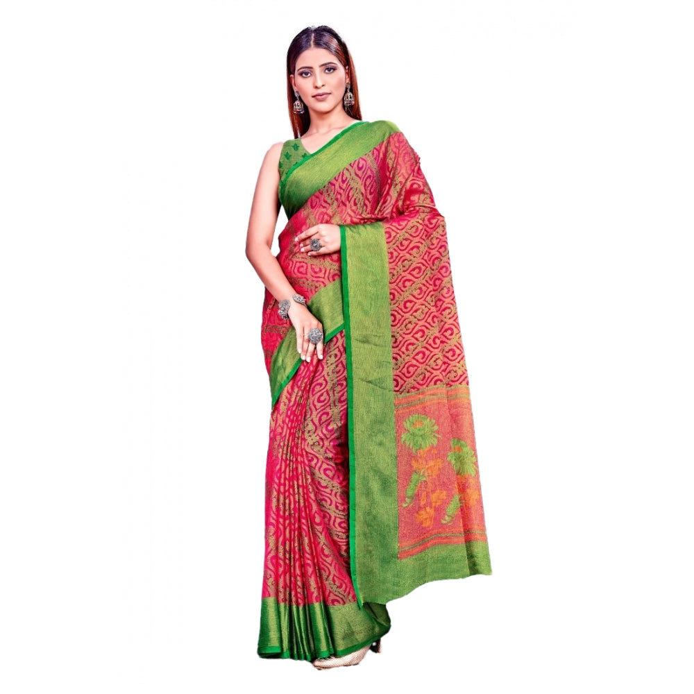 Awesome Viscose Rayon Printed Saree With Blouse piece