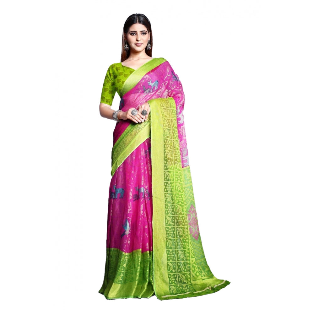 Awesome Viscose Rayon Printed Saree With Blouse piece