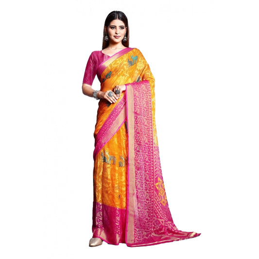 Awesome Viscose Rayon Printed Saree With Blouse piece