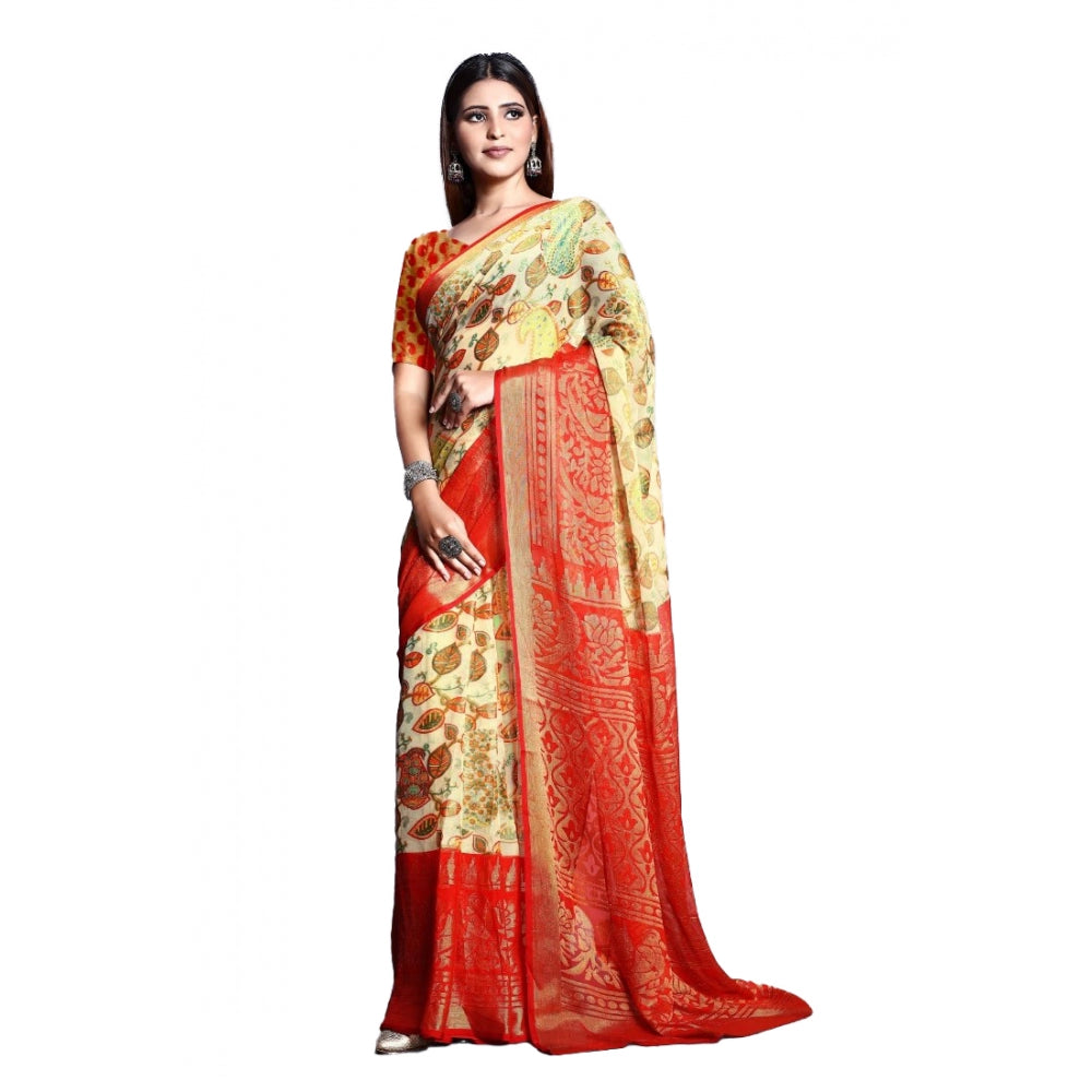 Awesome Viscose Rayon Printed Saree With Blouse piece