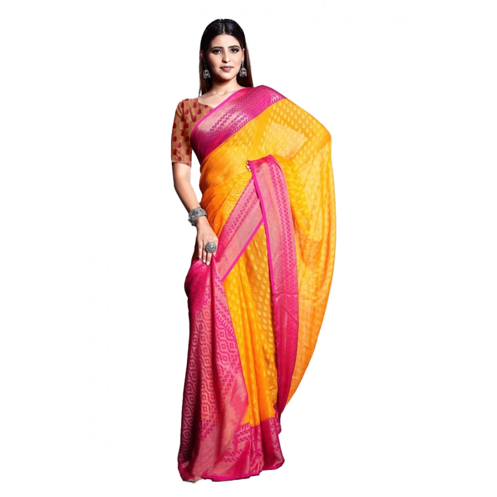 Awesome Viscose Rayon Printed Saree With Blouse piece