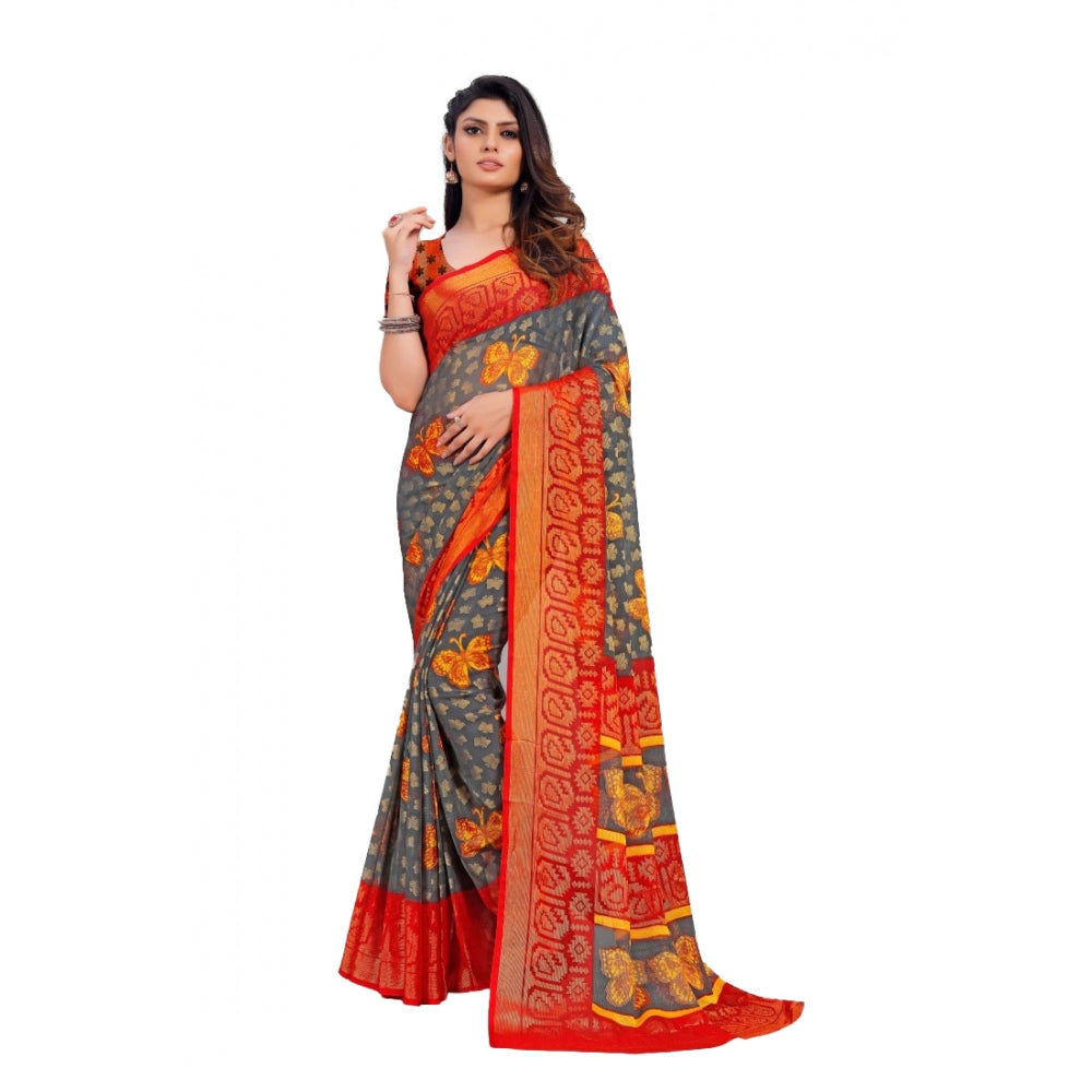 Awesome Viscose Rayon Printed Saree With Blouse piece