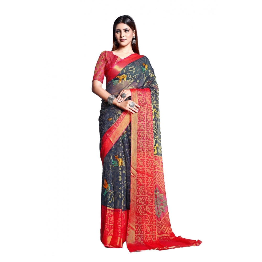 Awesome Viscose Rayon Printed Saree With Blouse piece