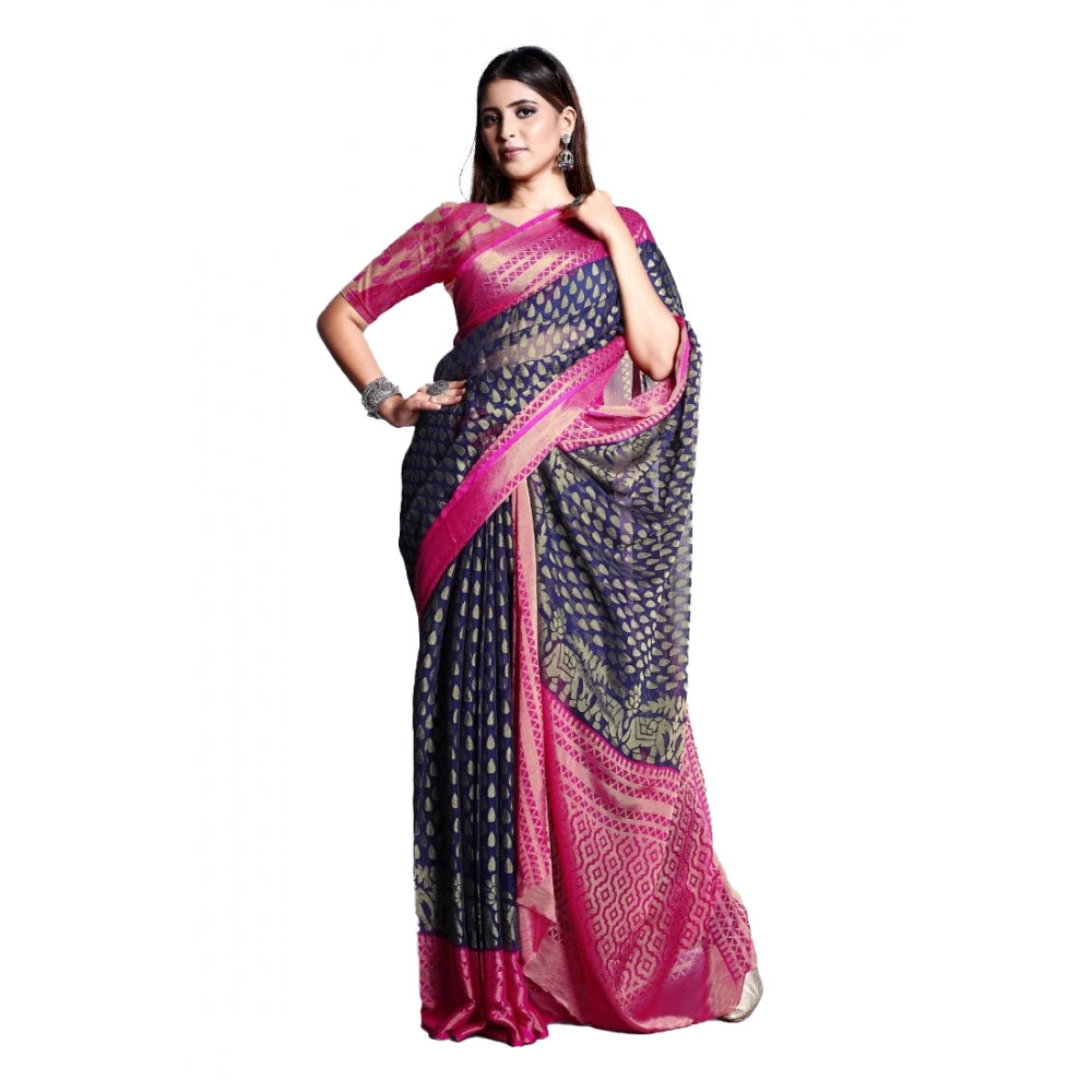 Awesome Viscose Rayon Printed Saree With Blouse piece