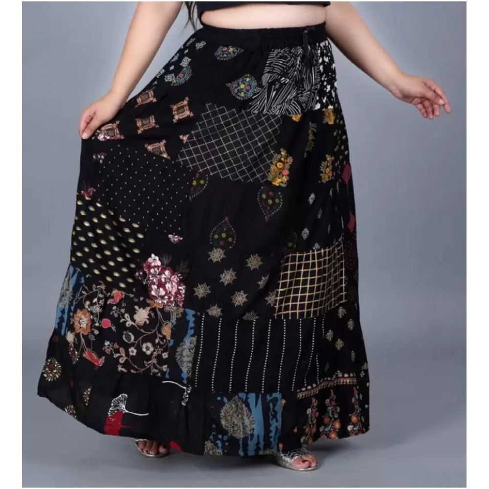 Fashionable Rayon Printed Elastic Skirt