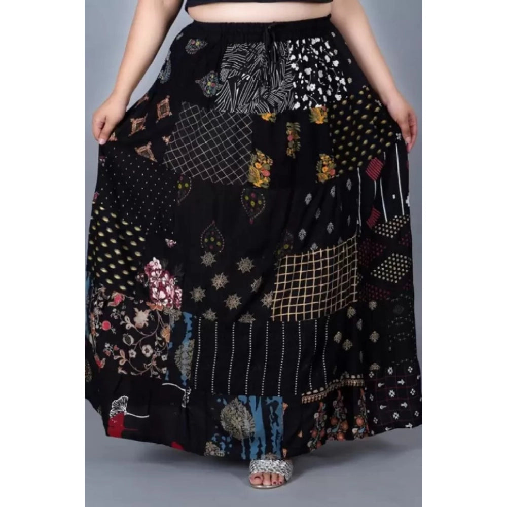 Fashionable Rayon Printed Elastic Skirt