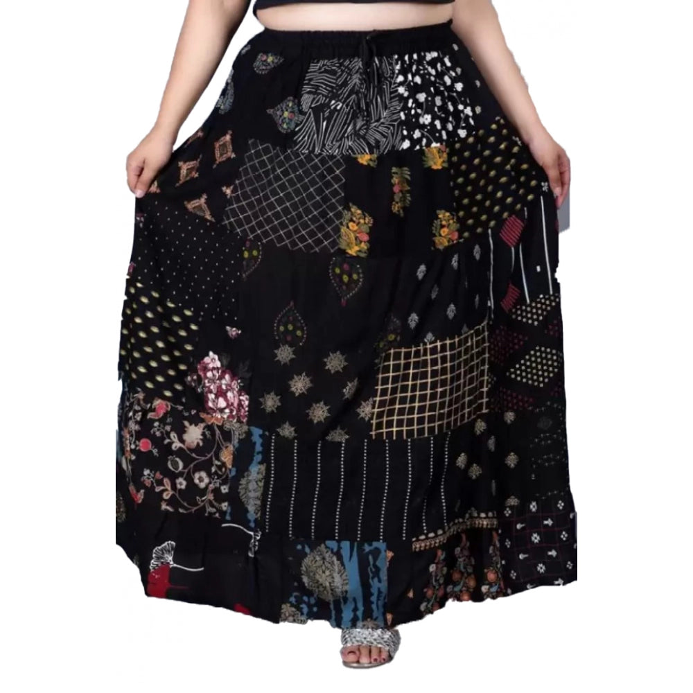 Fashionable Rayon Printed Elastic Skirt