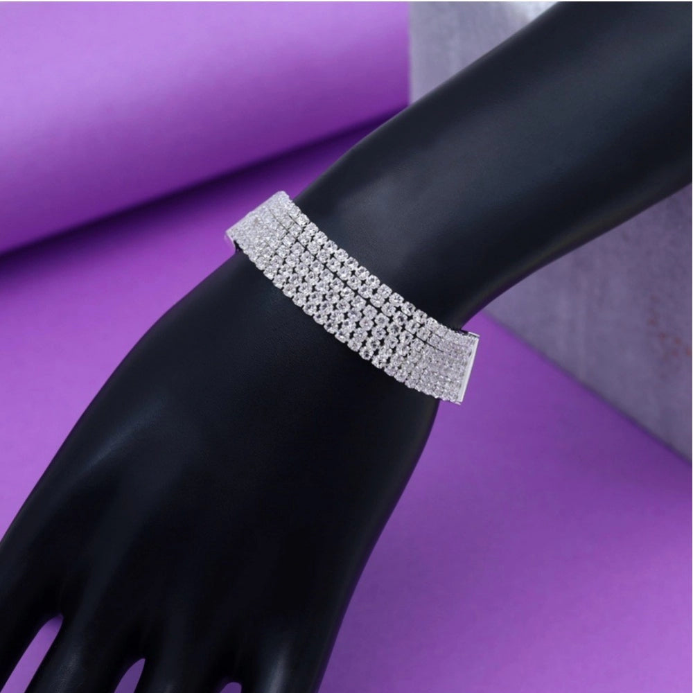 Astonishing Silver Color Rhinestone Bracelet 