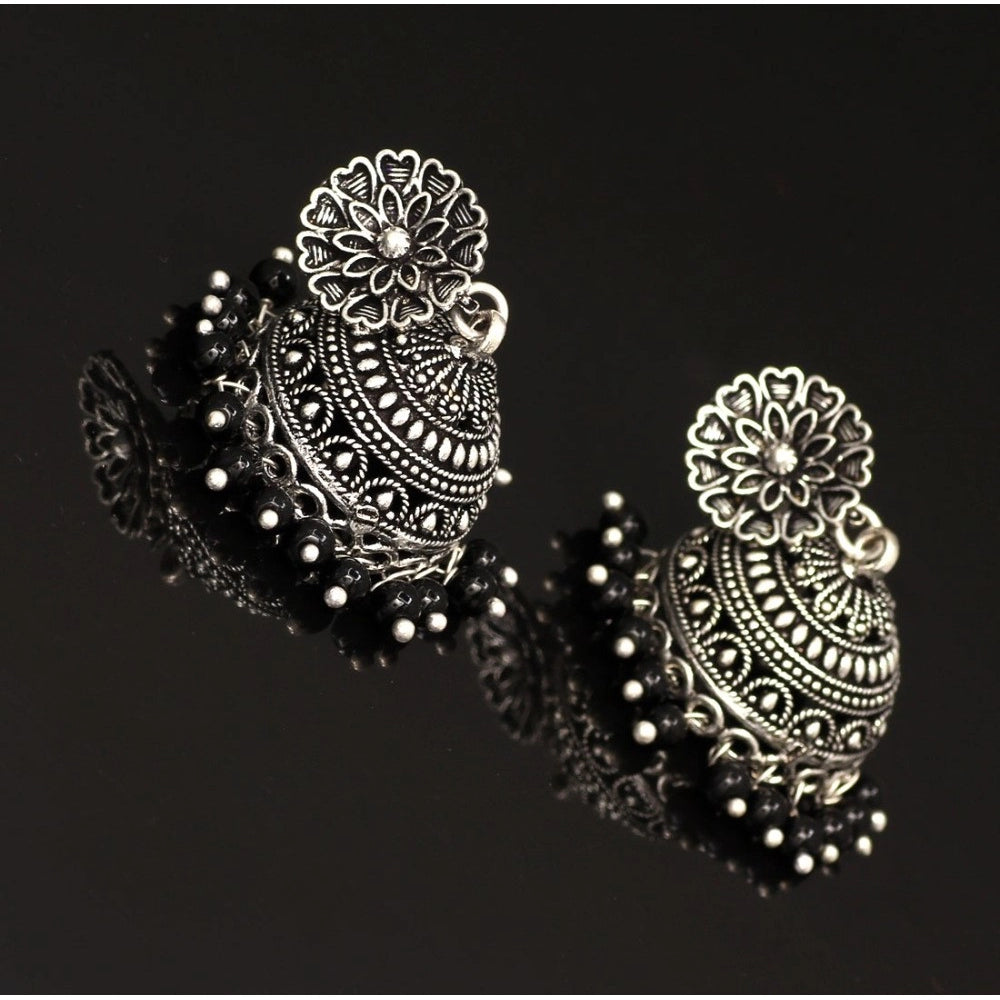 Glorious Oxidised Silver Plated Black Color Earrings Jewellery