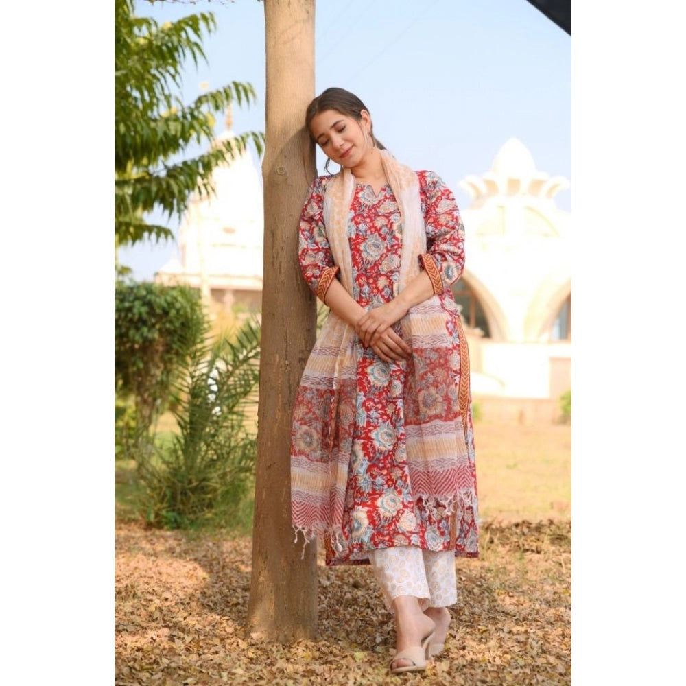 Casual Floral Print Cotton Kurta Set