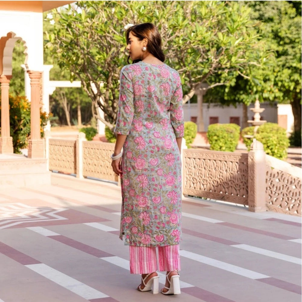 Casual Printed Cotton Kurta Set