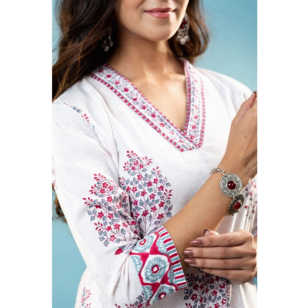 Casual Floral Print Cotton Kurta Set