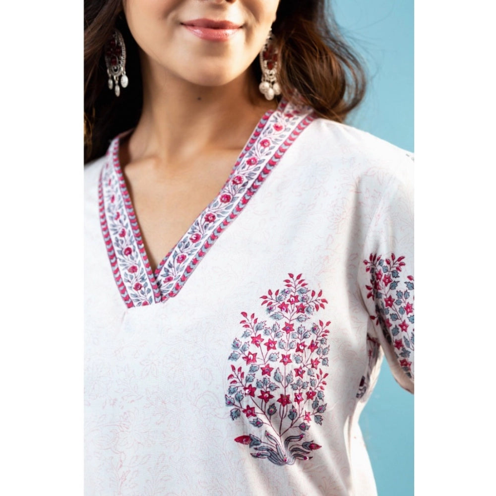 Casual Floral Print Cotton Kurta Set