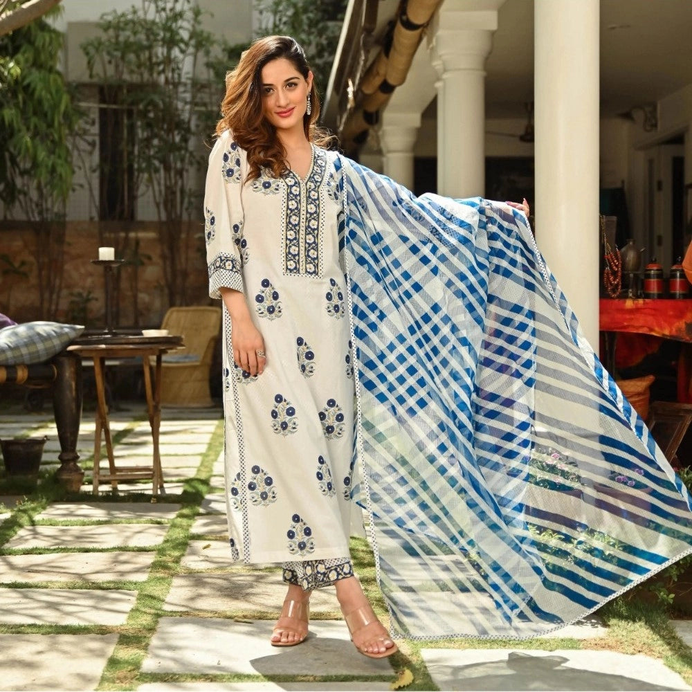 Casual Printed Cotton Kurta Set