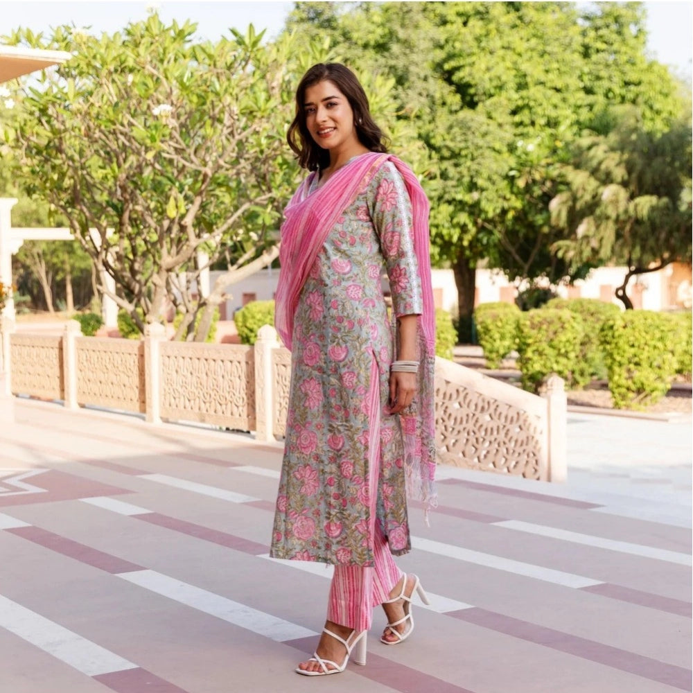 Casual Printed Cotton Kurta Set