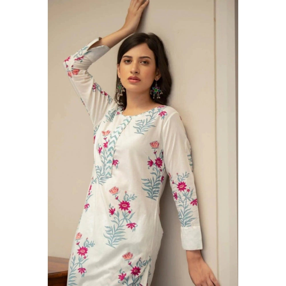 Casual Floral Print Cotton Kurta Set