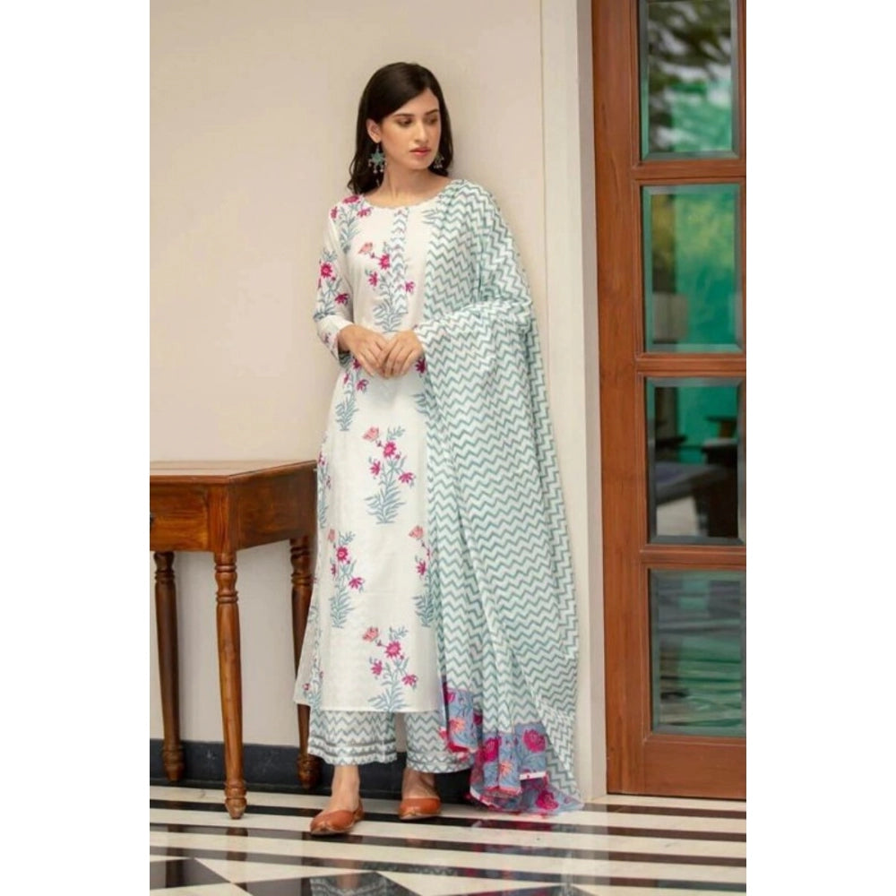 Casual Floral Print Cotton Kurta Set