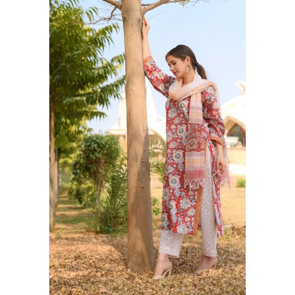 Casual Floral Print Cotton Kurta Set