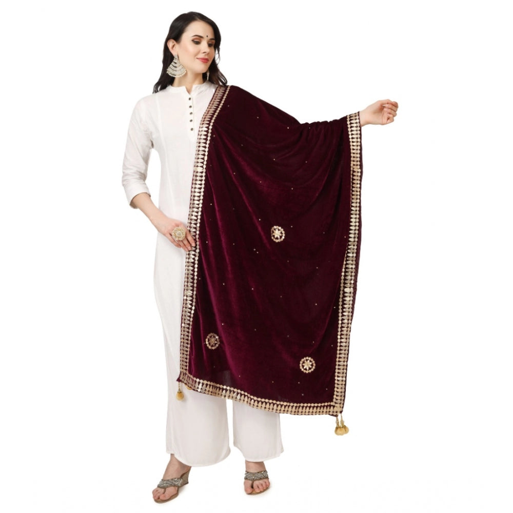 Fashionable Women's Velvet Gotta Patti Dupatta