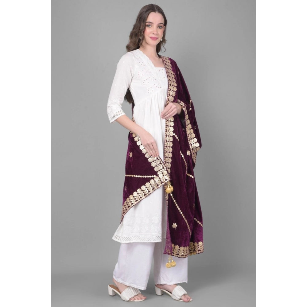 Fashionable Women's Velvet Gotta Patti Dupatta