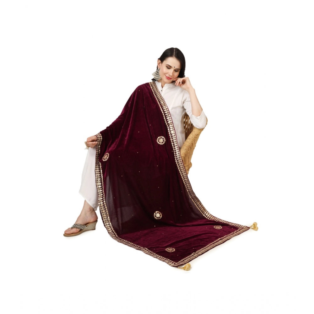 Fashionable Women's Velvet Gotta Patti Dupatta