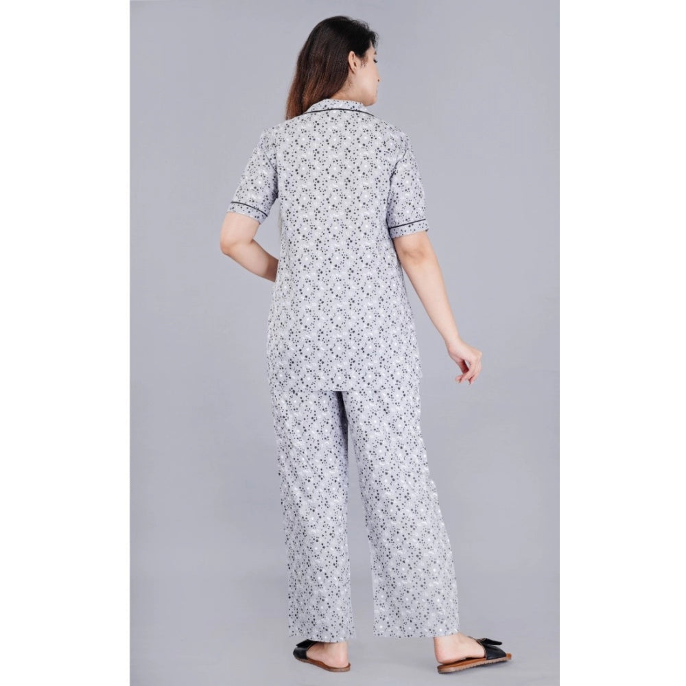 Wonderful Half Sleeve Printed Viscose Rayon Shirt With Pyjama Pant Night Suit Set