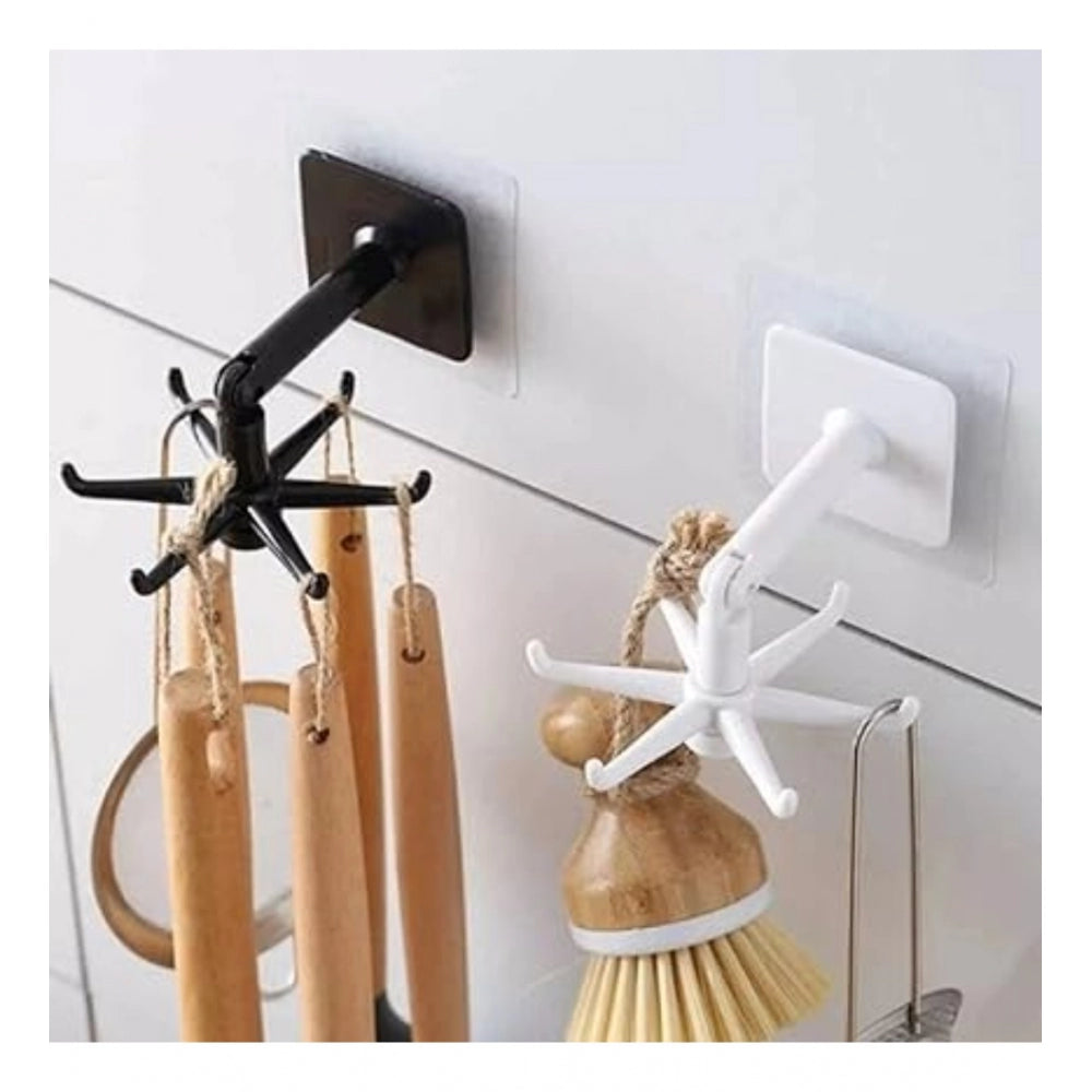 Stylish Pack Of 2 360 Degree Rotating Folding Hooks Holder Hanger Rack Wall Mounted