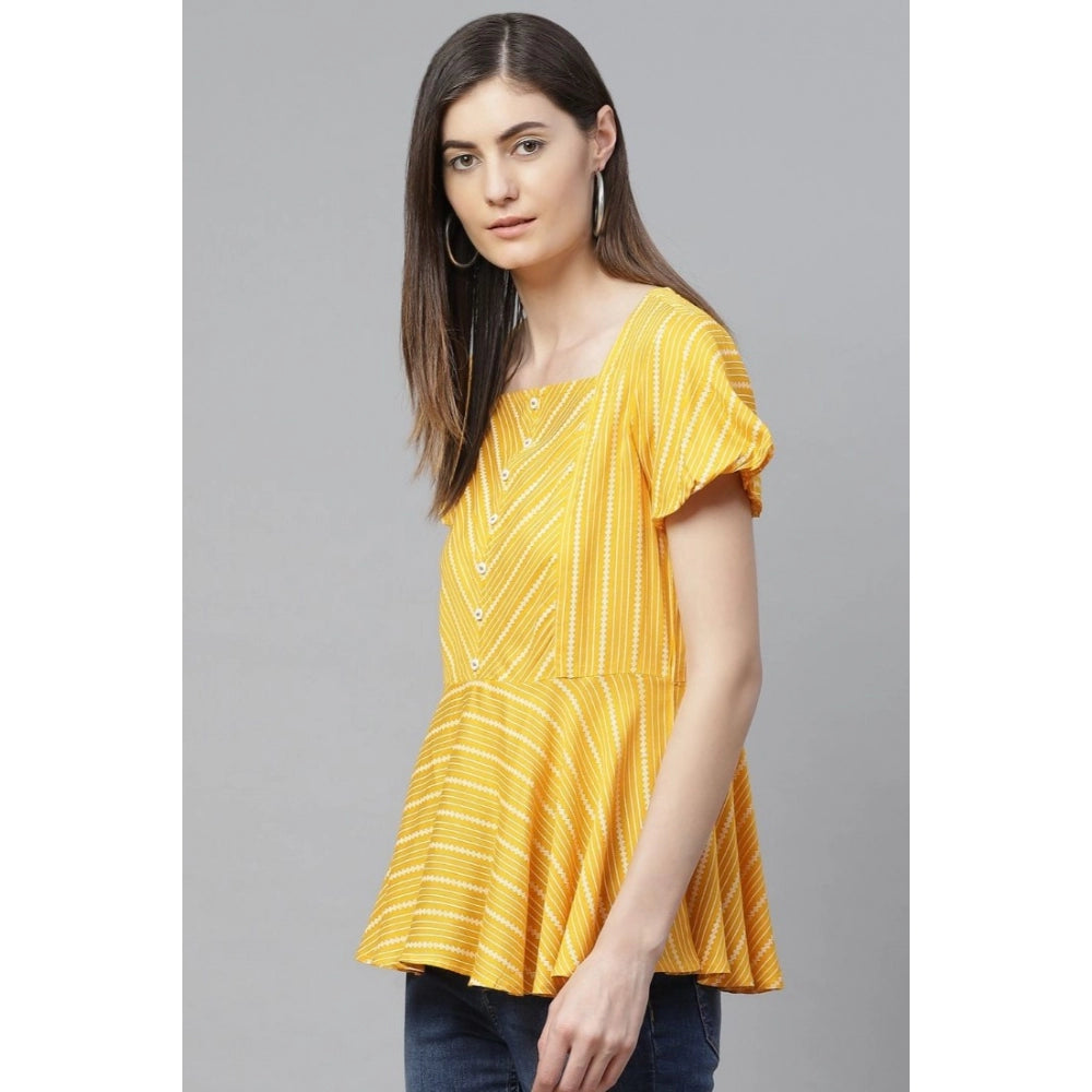 Ravishing Short Sleeves Stripe Printed Rayon Top