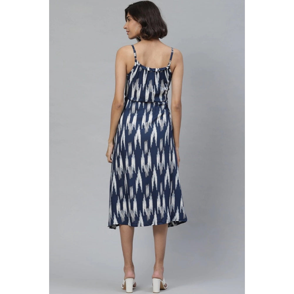 Ravishing Sleeveless Ikat Print Rayon Dress