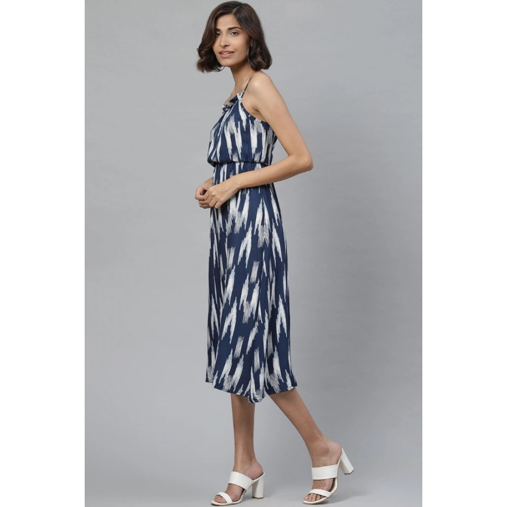 Ravishing Sleeveless Ikat Print Rayon Dress