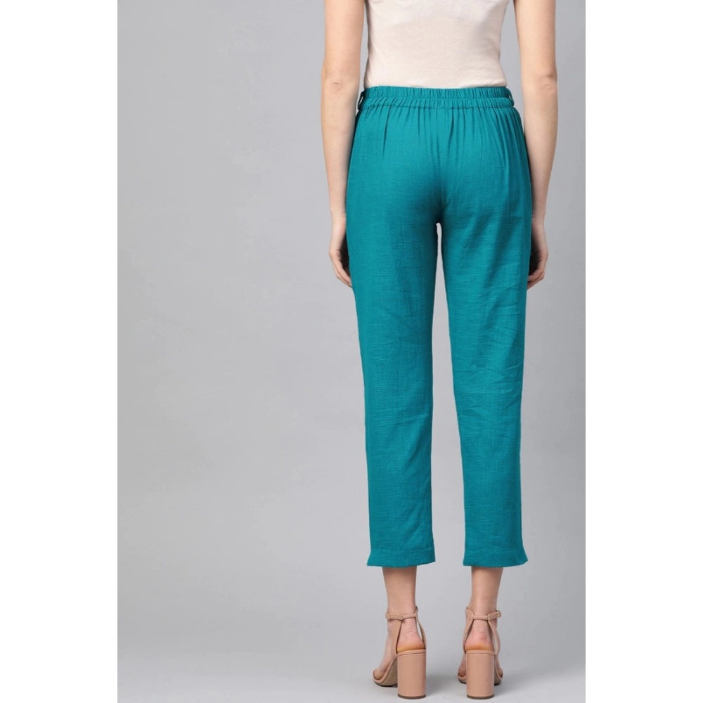 Casual Solid Cotton Slub Trouser Pant