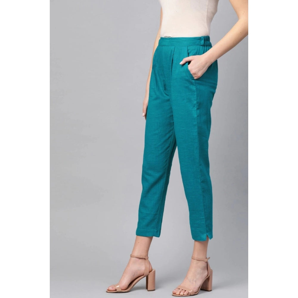 Casual Solid Cotton Slub Trouser Pant