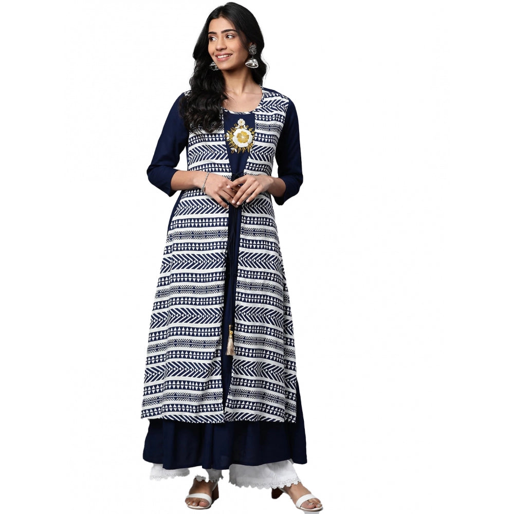 Fancy Geometric Rayon Kurti