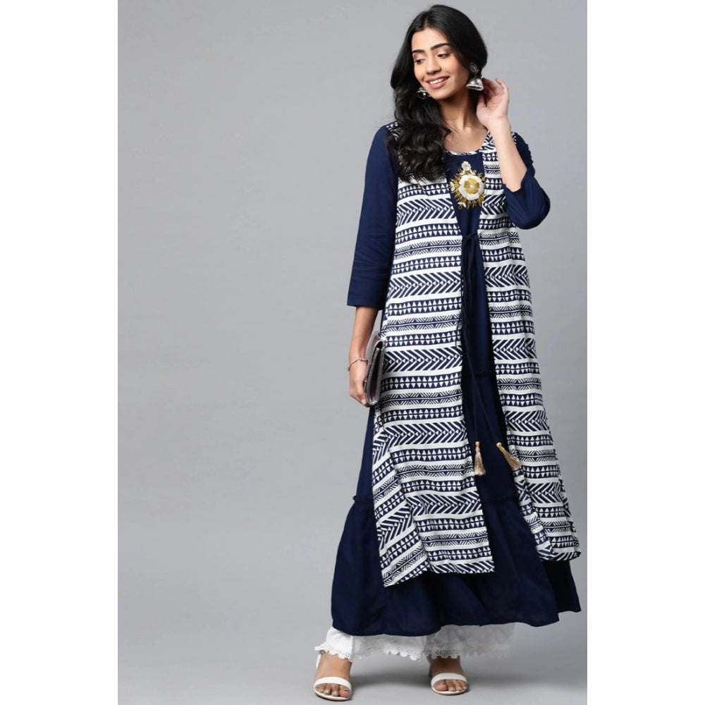 Fancy Geometric Rayon Kurti