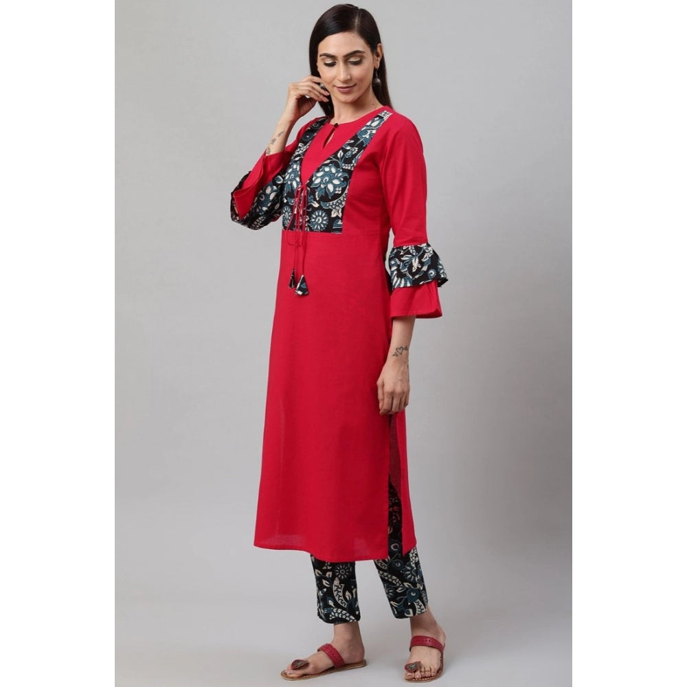 Ravishing Bell Sleeves Floral Printed Cotton Kurta Set