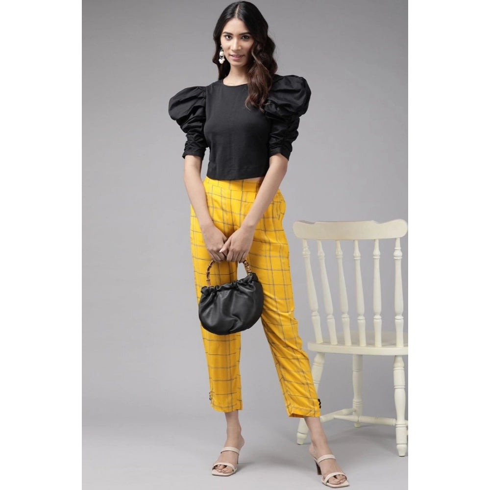 Casual Checkered Rayon Trouser Pant