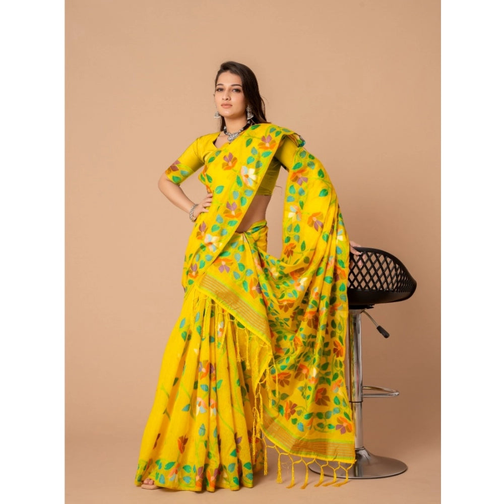 Attractive Cotton Printed Saree With Blouse Piece