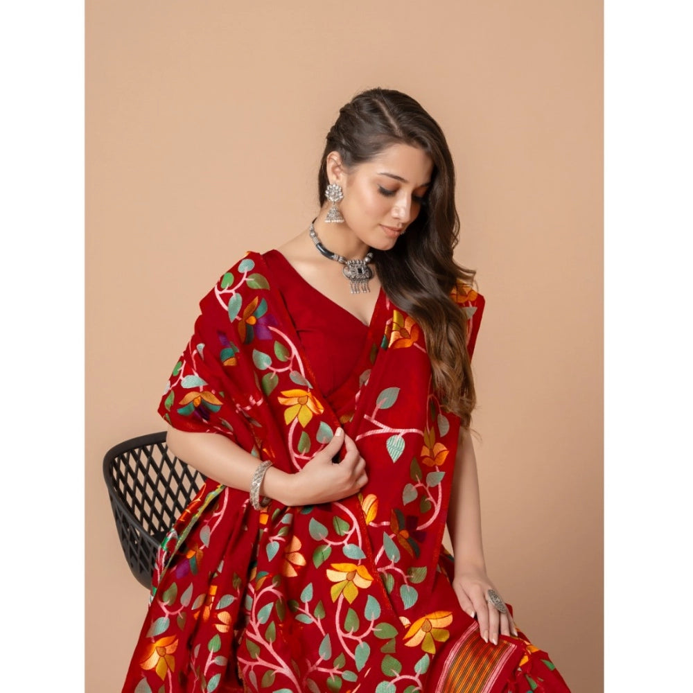 Attractive Cotton Printed Saree With Blouse Piece