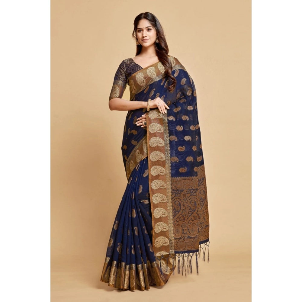 Graceful Chanderi Cotton Printed Saree With Blouse Piece