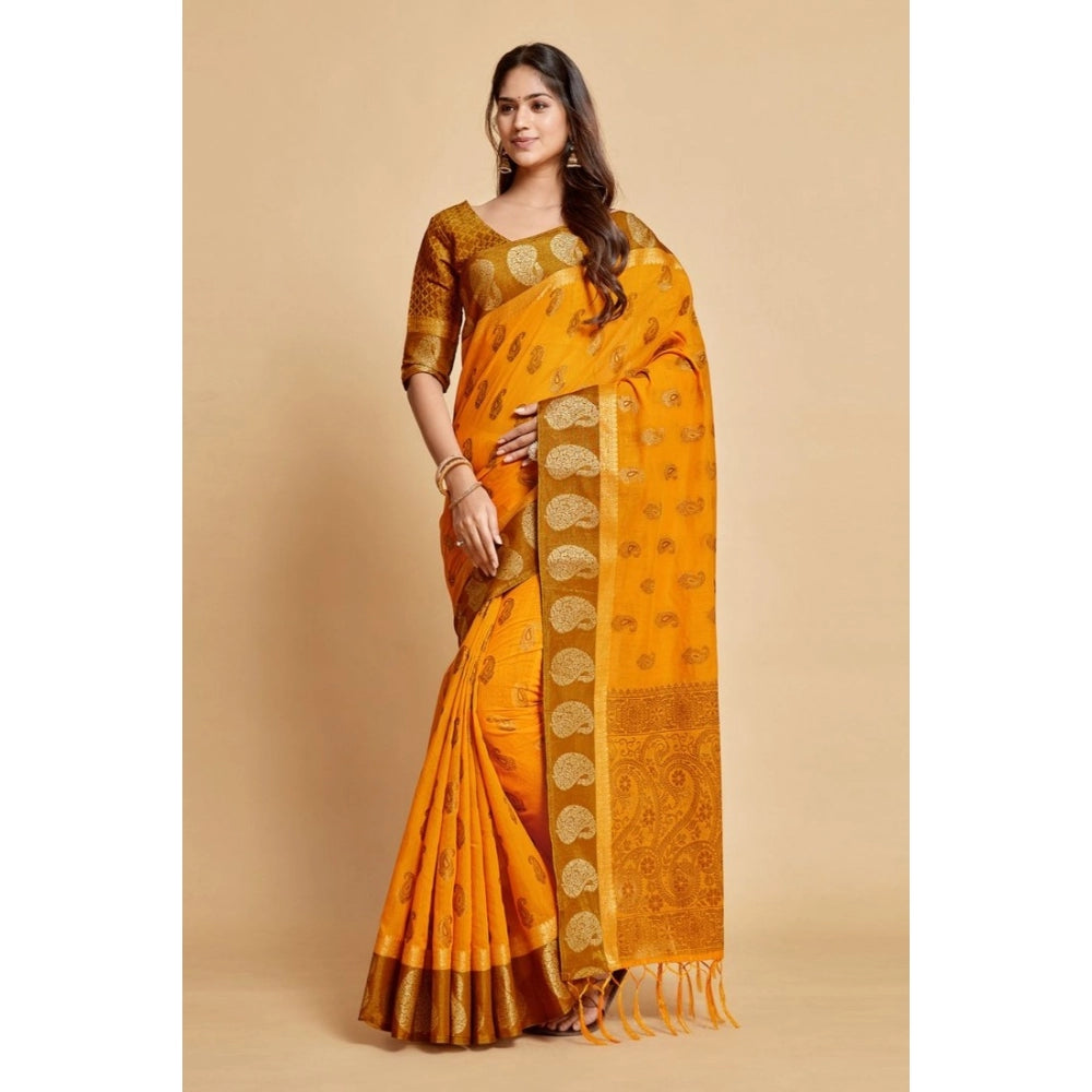 Graceful Chanderi Cotton Printed Saree With Blouse Piece