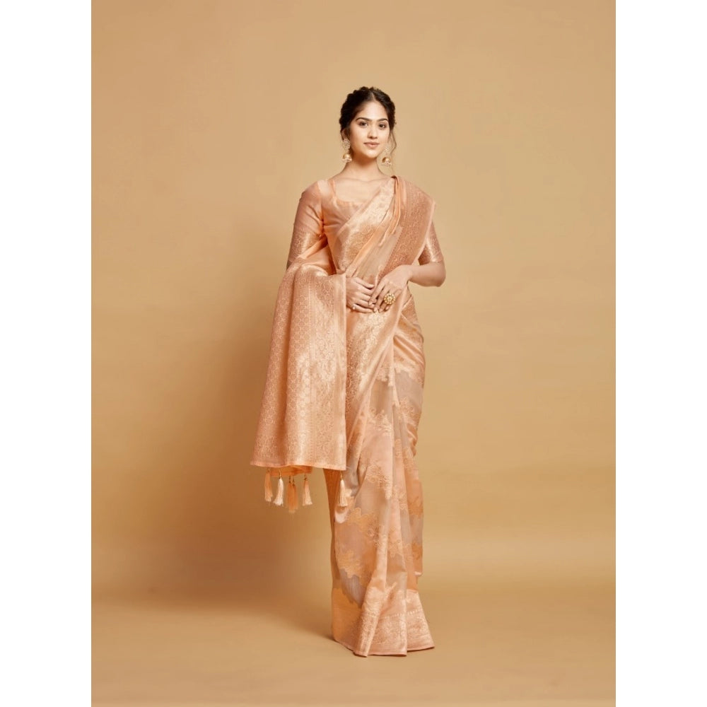 Designer Linen Printed Saree With Blouse Piece